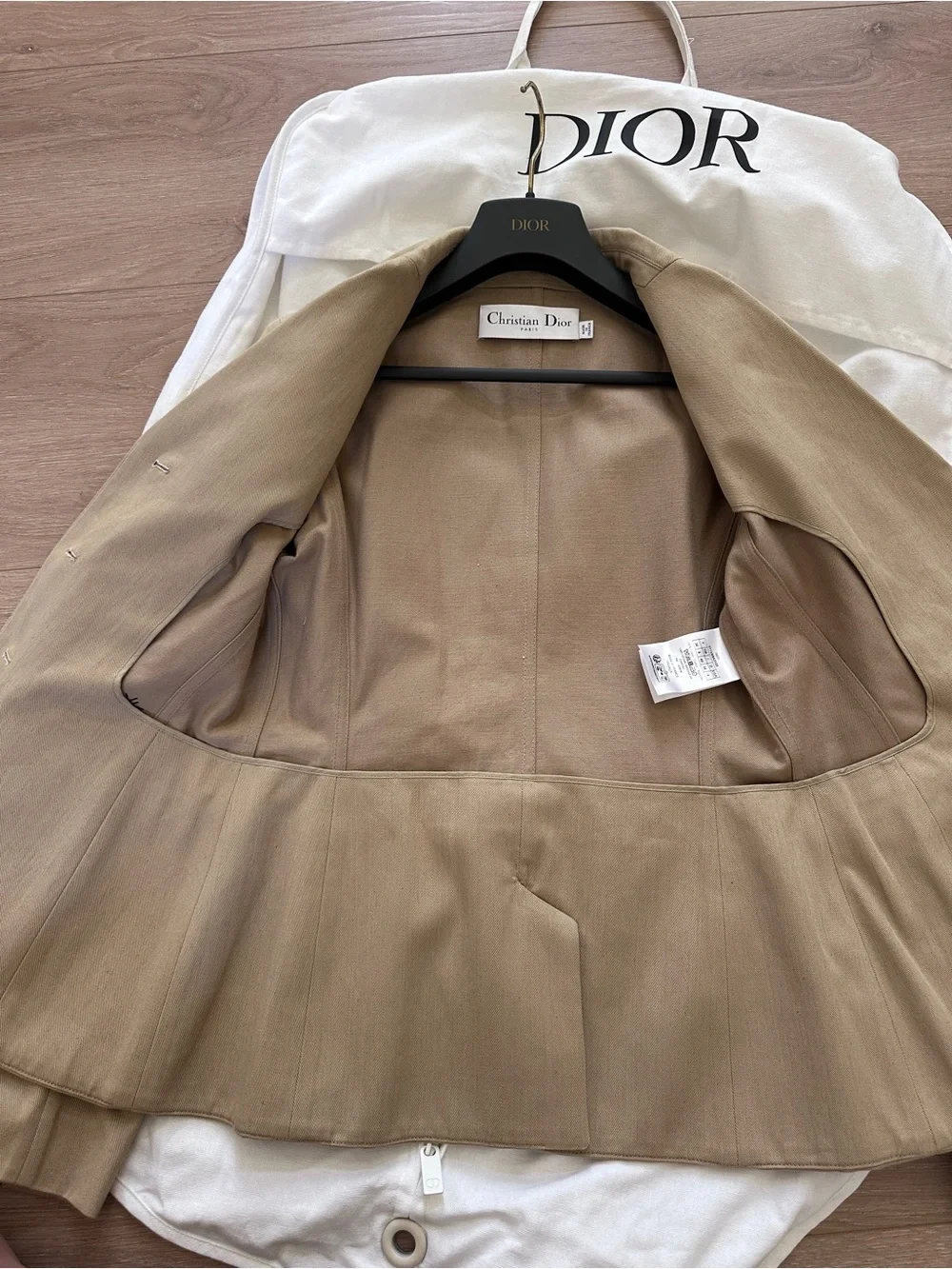 Christian Dior Bar Blazer — Beige Canvas, Bee Emblem